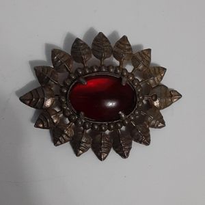 Vintage Victorian style red cabochon brooche